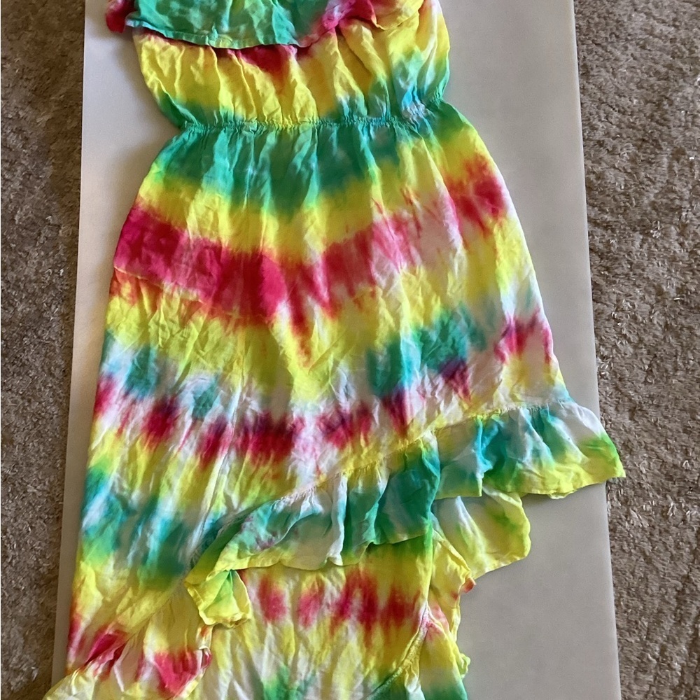 Peaceful People tied dyed halter high low dress-SZ L - Picture 4 of 4